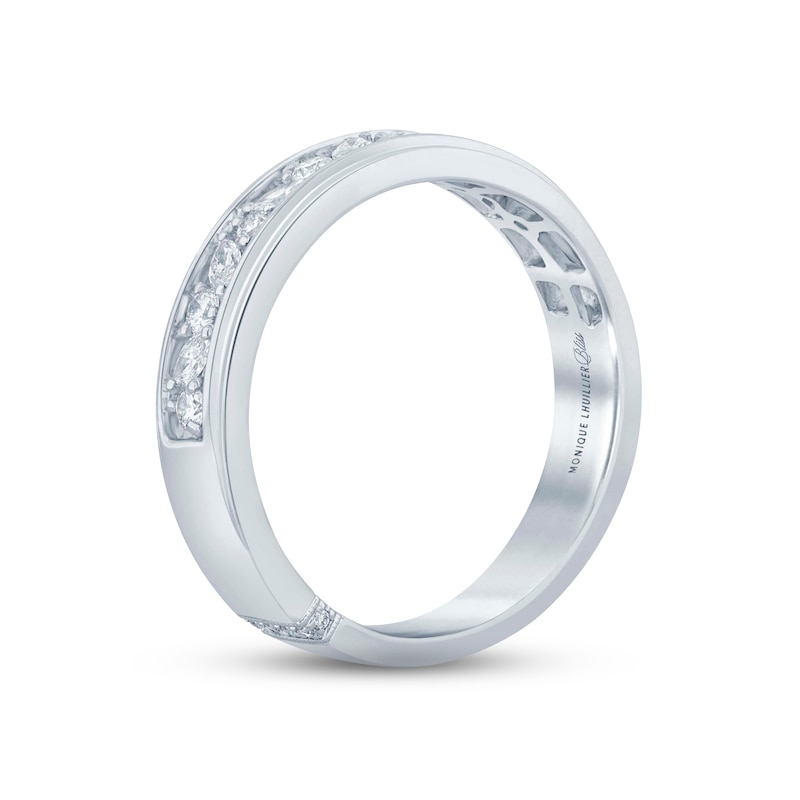 Main Image 2 of Monique Lhuillier Bliss Men's Diamond Wedding Band 1/2 ct tw Marquise & Round-cut 18K White Gold
