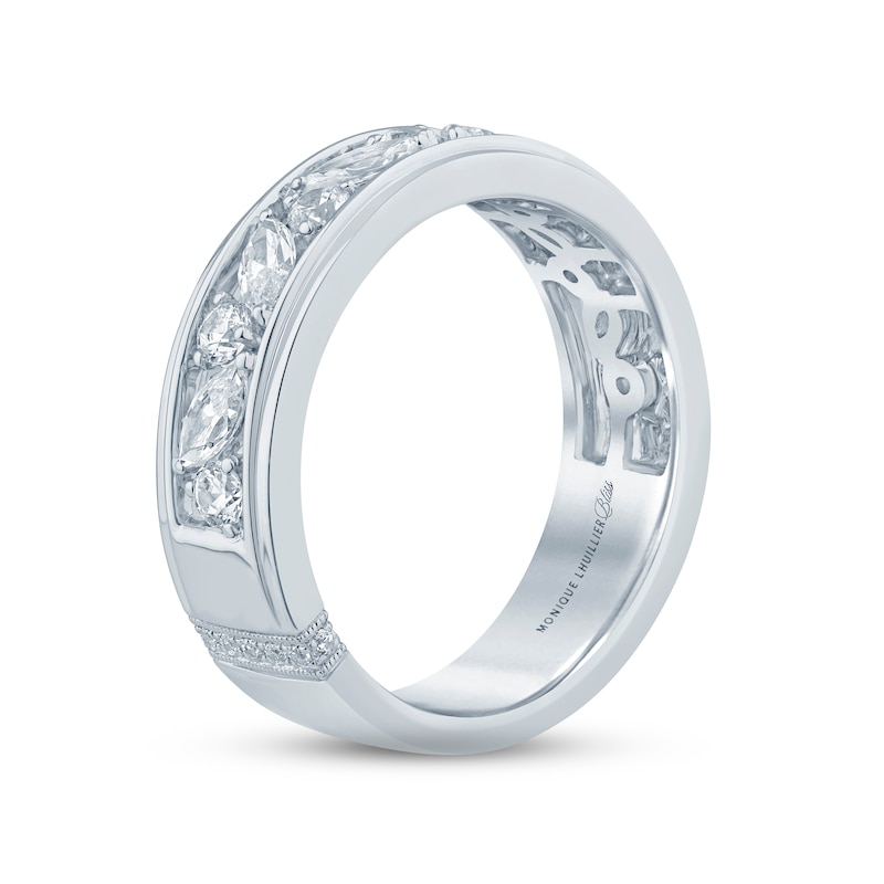 Main Image 2 of Monique Lhuillier Bliss Men's Diamond Wedding Band 1-1/2 ct tw Marquise & Round-cut 18K White Gold