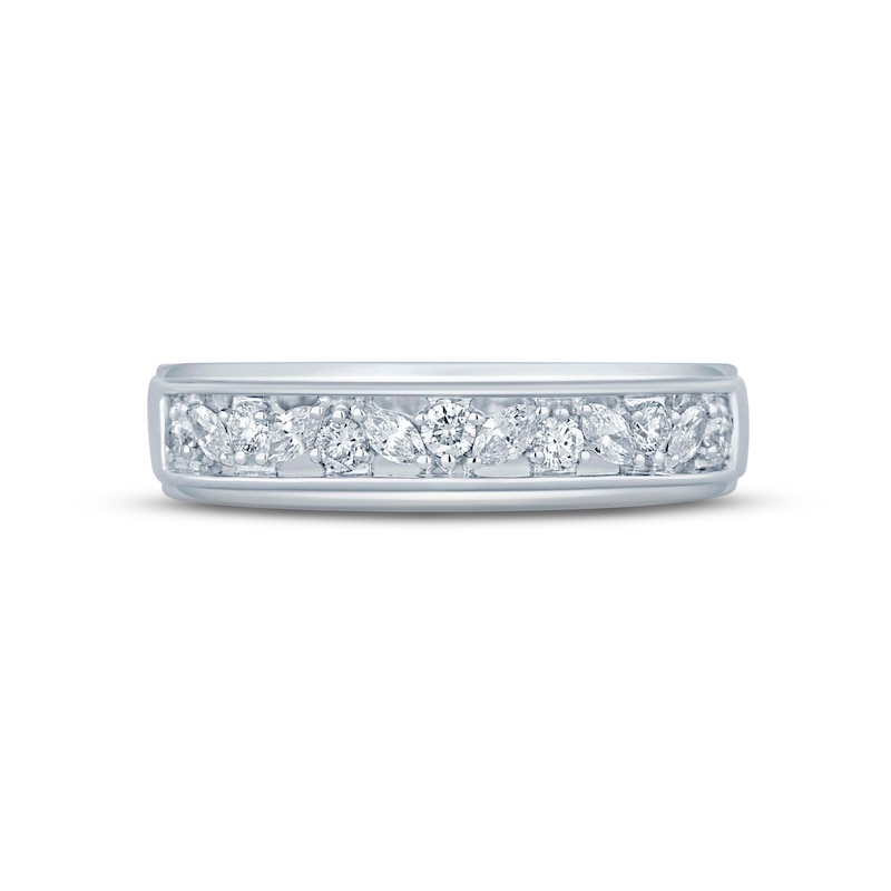 Main Image 4 of Monique Lhuillier Bliss Men's Diamond Wedding Band 1-1/2 ct tw Marquise & Round-cut 18K White Gold