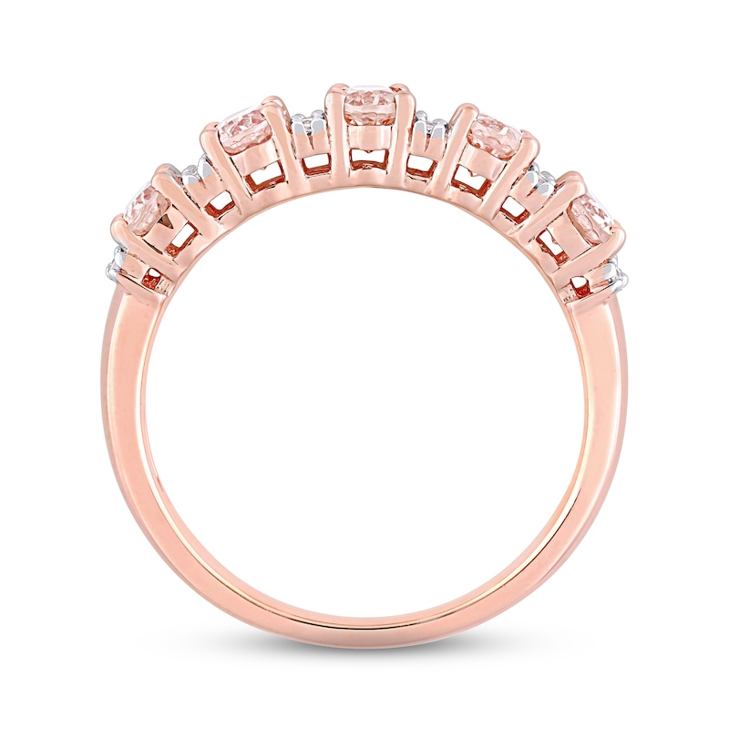 Morganite & Diamond Anniversary Band 1/6 ct tw Round-cut 14K Rose Gold