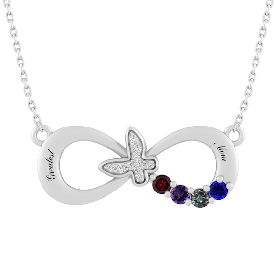 Color Stone Butterfly Infinity Necklace