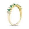 Thumbnail Image 1 of Emerald & Diamond Marquise Anniversary Band 1/5 ct tw Round-cut 10K Yellow Gold