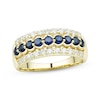 Thumbnail Image 0 of Blue Sapphire & Diamond Anniversary Band 1/2 ct tw Round-cut 10K Yellow Gold