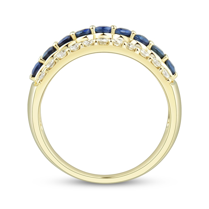 Main Image 2 of Now + Forever Blue Sapphire & Diamond Anniversary Band 1/2 ct tw Round-cut 10K Yellow Gold