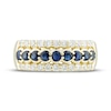 Thumbnail Image 2 of Blue Sapphire & Diamond Anniversary Band 1/2 ct tw Round-cut 10K Yellow Gold