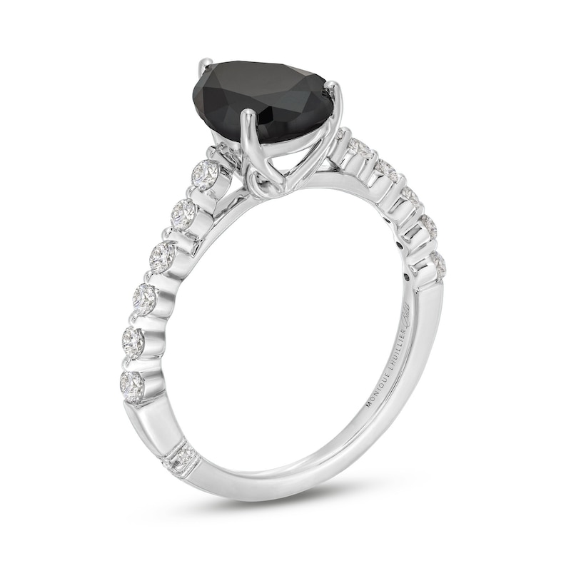 Monique Lhuillier Bliss Pear-Shaped Black & White Diamond Engagement Ring 2-5/8 ct tw 14K White Gold