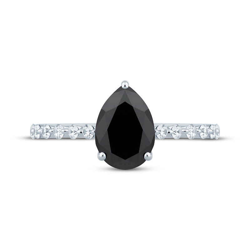 Monique Lhuillier Bliss Pear-Shaped Black & White Diamond Engagement Ring 2-5/8 ct tw 14K White Gold