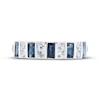 Thumbnail Image 2 of Blue Sapphire & Diamond Baguette Anniversary Band 1/4 ct tw Round-cut 10K White Gold