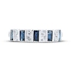 Thumbnail Image 3 of Now + Forever Blue Sapphire & Diamond Baguette Anniversary Band 1/4 ct tw Round-cut 10K White Gold