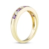 Thumbnail Image 1 of Amethyst & Diamond Anniversary Band 1/4 ct tw Round-cut 10K Yellow Gold