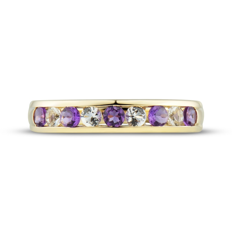 10K White Gold Amethyst and Alternate Diamond 1/4 Ct.Tw. Anniversary Band