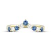 Thumbnail Image 2 of Blue Sapphire & Diamond Contour Anniversary Band 1/4 ct tw Round-cut 10K Yellow Gold