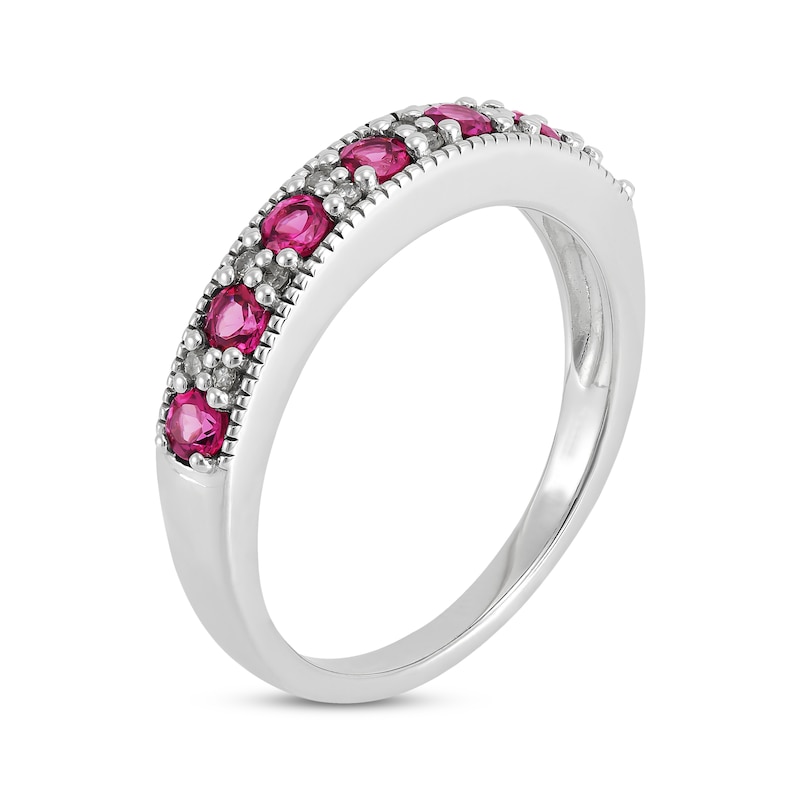 Main Image 2 of Now + Forever Garnet & Diamond Anniversary Band 1/20 ct tw Round-cut 10K White Gold