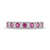 Thumbnail Image 3 of Now + Forever Garnet & Diamond Anniversary Band 1/20 ct tw Round-cut 10K White Gold