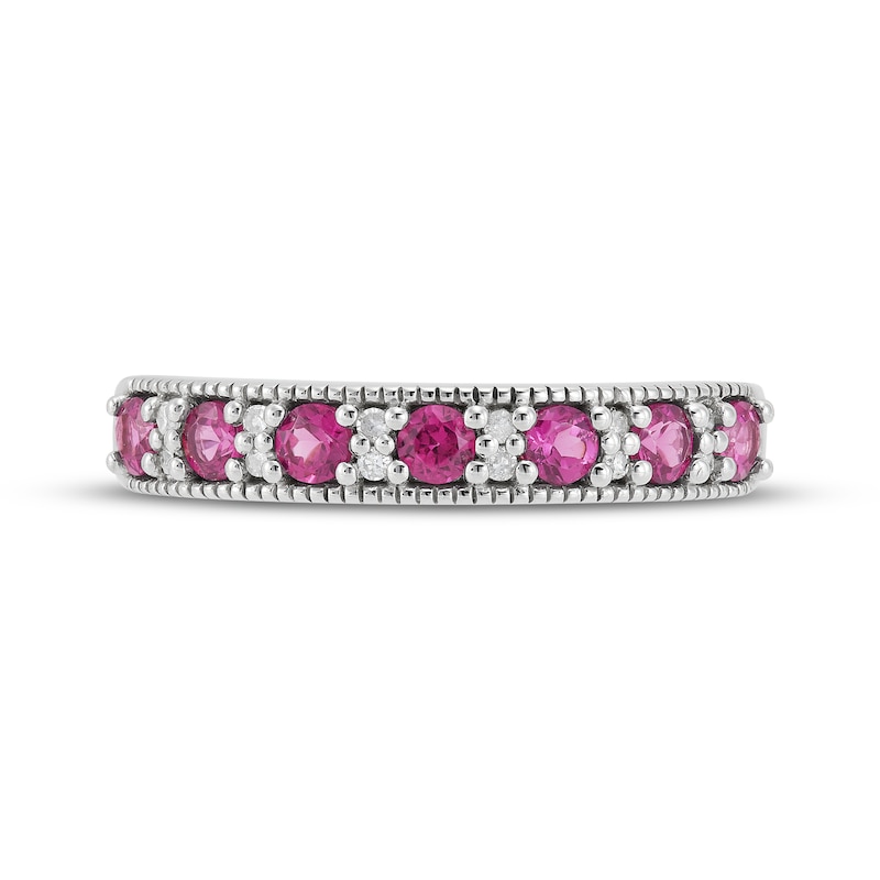 Main Image 3 of Now + Forever Garnet & Diamond Anniversary Band 1/20 ct tw Round-cut 10K White Gold