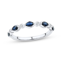 Now + Forever Blue Sapphire & Diamond Anniversary Band 10K White Gold