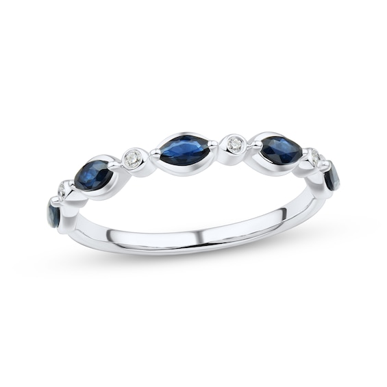 Now + Forever Blue Sapphire & Diamond Anniversary Band 10K White Gold