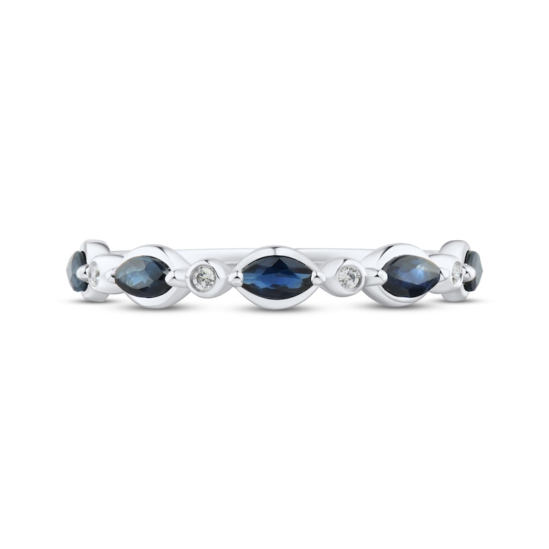 Blue Sapphire & Diamond Anniversary Band 10K White Gold