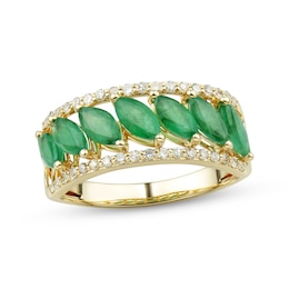 Now + Forever Emerald & Diamond Anniversary Band 1/4 ct tw Round-cut 10K Yellow Gold