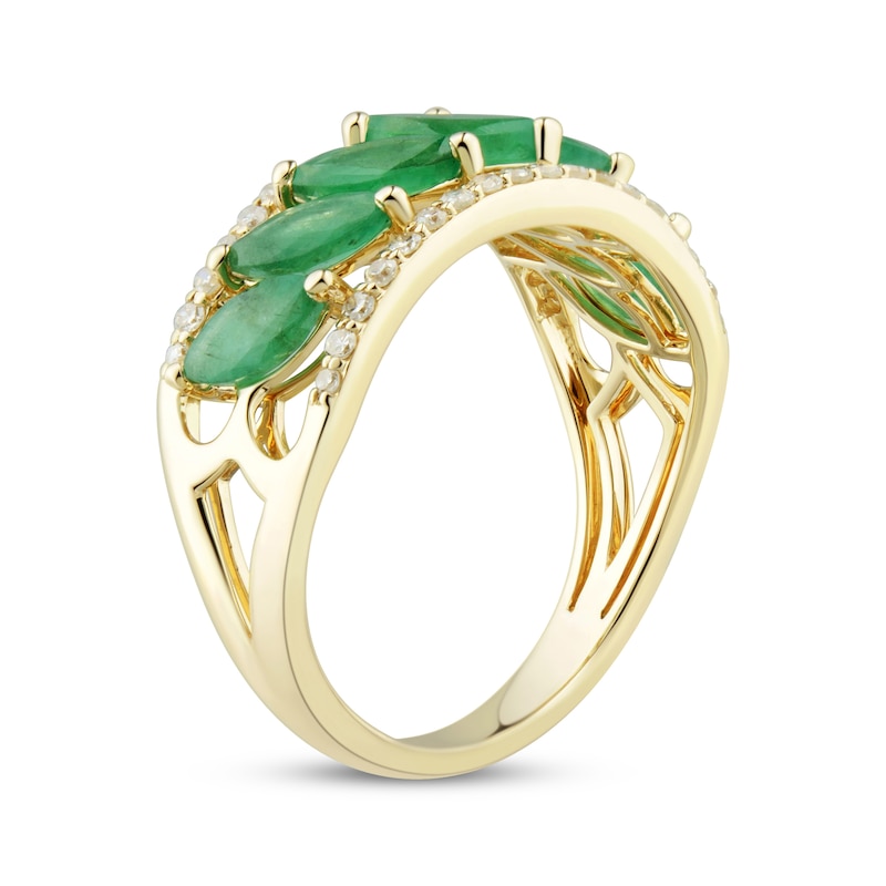 Main Image 2 of Now + Forever Emerald & Diamond Anniversary Band 1/4 ct tw Round-cut 10K Yellow Gold