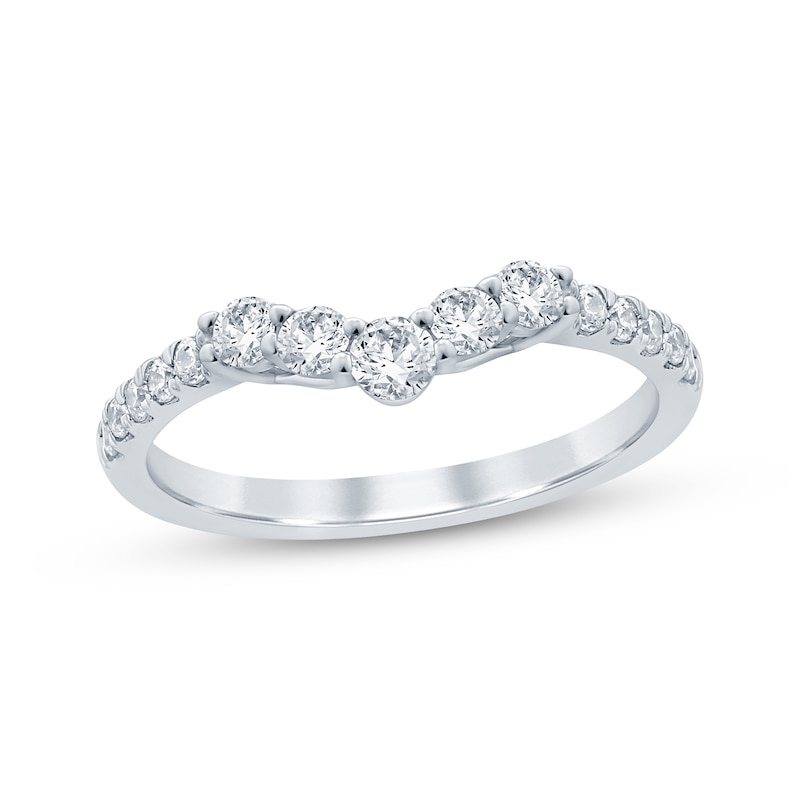 Diamond Chevron Anniversary Band 1/2 ct tw Round-cut 14K White Gold