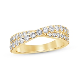 Now + Forever Diamond Crossover Anniversary Band 1 ct tw Round-cut 14K Yellow Gold