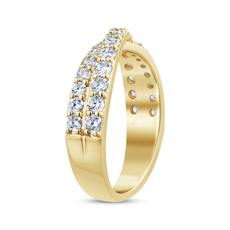 Main Image 2 of Now + Forever Diamond Crossover Anniversary Band 1 ct tw Round-cut 14K Yellow Gold