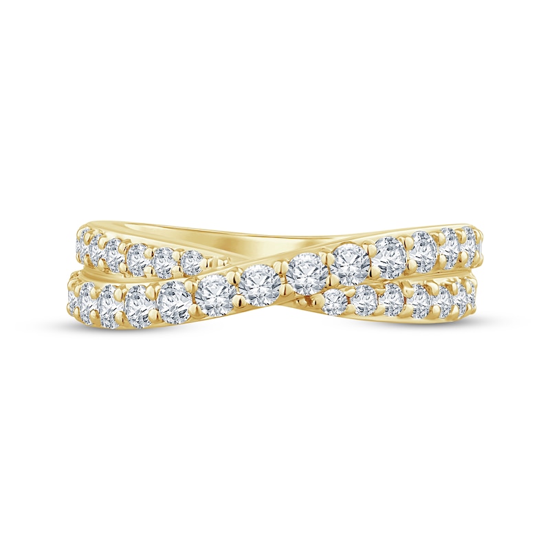 Main Image 3 of Now + Forever Diamond Crossover Anniversary Band 1 ct tw Round-cut 14K Yellow Gold