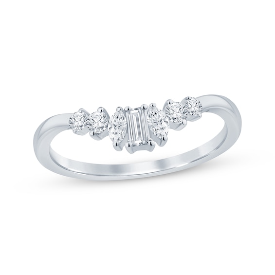 Now + Forever Diamond Anniversary Band 1/3 ct tw Baguette, Marquise & Round-cut 10K White Gold