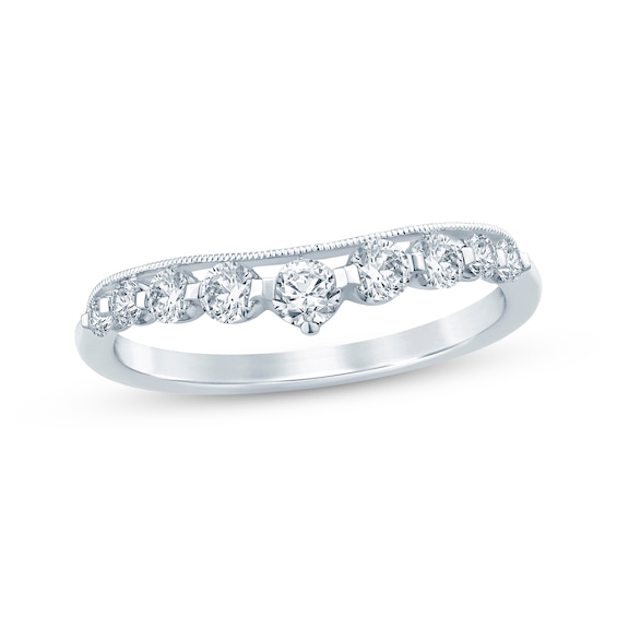 Now + Forever Diamond Contour Anniversary Band 1/2 ct tw Round-cut 14K White Gold