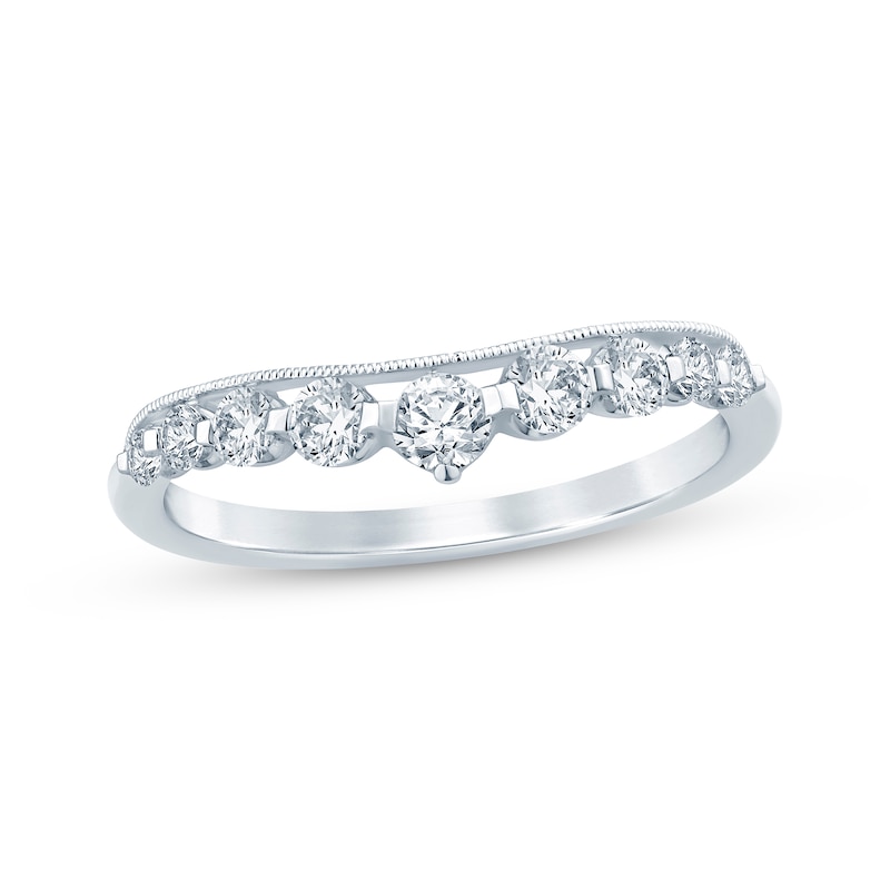 Main Image 1 of Now + Forever Diamond Contour Anniversary Band 1/2 ct tw Round-cut 14K White Gold