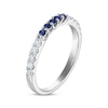 Thumbnail Image 1 of Blue Sapphire & Diamond Anniversary Band 1/4 ct tw Round-cut 10K White Gold