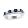 Thumbnail Image 1 of Now + Forever Blue Sapphire & Diamond Alternating Anniversary Band 1/4 ct tw Round-cut 10K White Gold