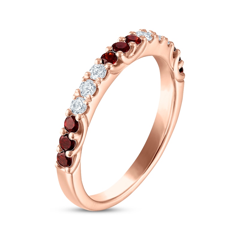 Main Image 2 of Now + Forever Garnet & Diamond Alternating Anniversary Band 1/5 ct tw Round-cut 10K Rose Gold