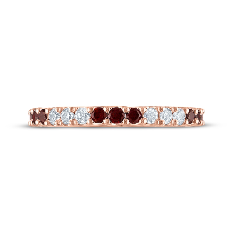 Main Image 3 of Now + Forever Garnet & Diamond Alternating Anniversary Band 1/5 ct tw Round-cut 10K Rose Gold