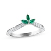 Thumbnail Image 1 of Now + Forever Emerald & Diamond Anniversary Band 1/8 ct tw Round-cut 10K White Gold