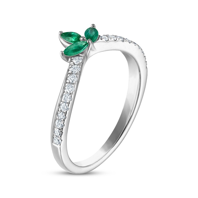 Main Image 2 of Now + Forever Emerald & Diamond Anniversary Band 1/8 ct tw Round-cut 10K White Gold