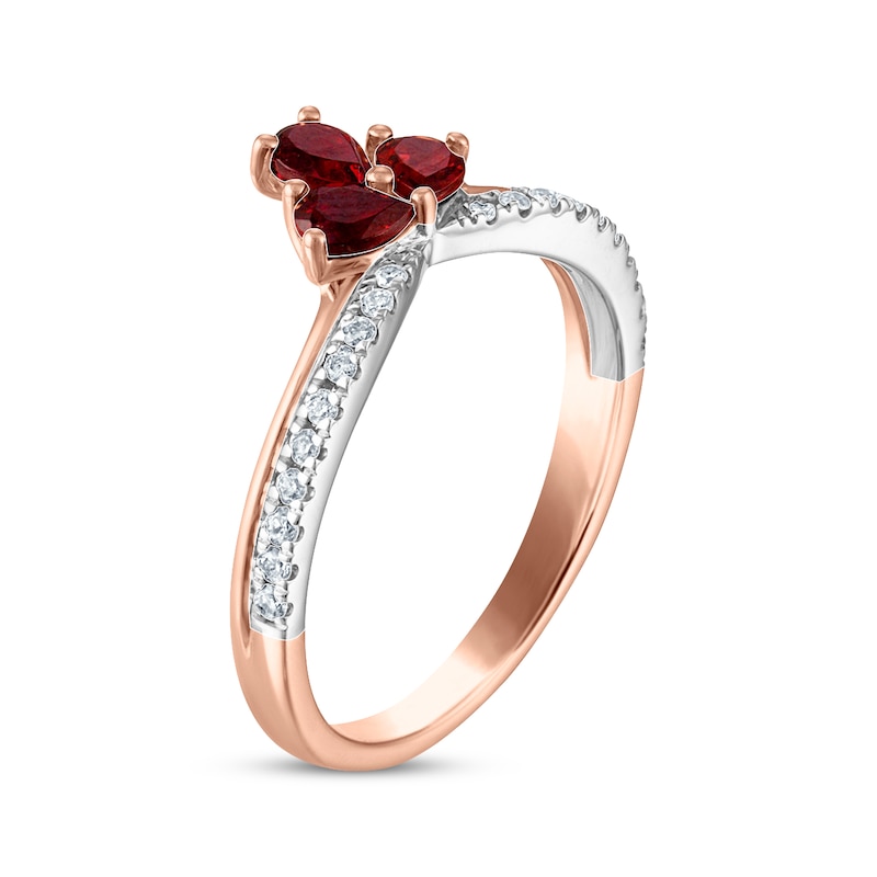 Main Image 2 of Now + Forever Pear-Shaped Garnet & Diamond Anniversary Band 1/6 ct tw 10K Two-Tone Gold