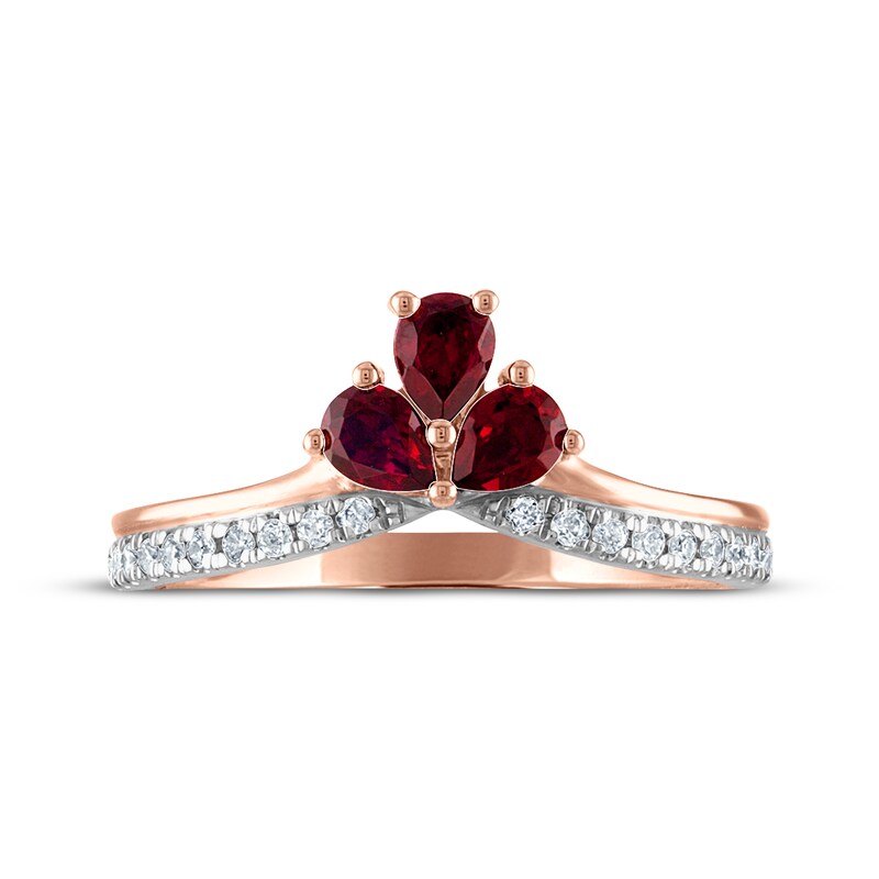 Main Image 3 of Now + Forever Pear-Shaped Garnet & Diamond Anniversary Band 1/6 ct tw 10K Two-Tone Gold