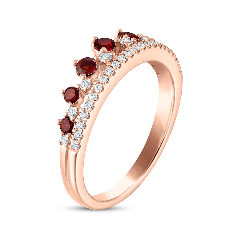 Main Image 2 of Now + Forever Garnet & Diamond Anniversary Band 1/5 ct tw Round-cut 10K Rose Gold