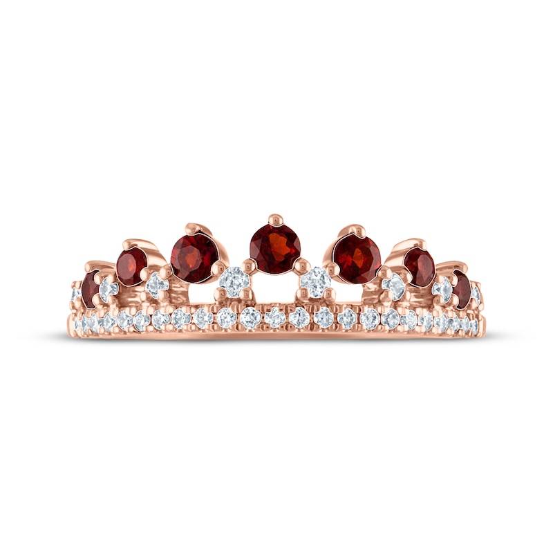 Main Image 3 of Now + Forever Garnet & Diamond Anniversary Band 1/5 ct tw Round-cut 10K Rose Gold