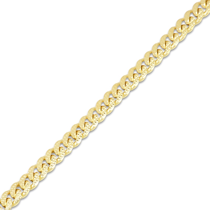 Main Image 1 of Diamond-Cut Miami Cuban Chain Bracelet Solid 14K Yellow Gold 8.5&quot;