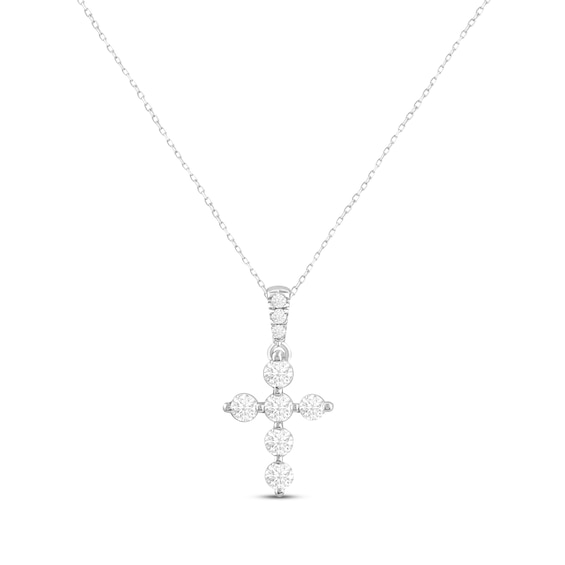 Lab-Created Diamonds by KAY Cross Necklace 1/ ct tw 14K White Gold 18