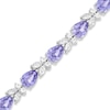 Thumbnail Image 1 of Gems of Serenity Multi-Shape Blue & White Lab-Created Sapphire Bracelet Sterling Silver 7.25”