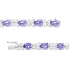 Thumbnail Image 1 of Gems of Serenity Multi-Shape Blue & White Lab-Created Sapphire Bracelet Sterling Silver 7.25”