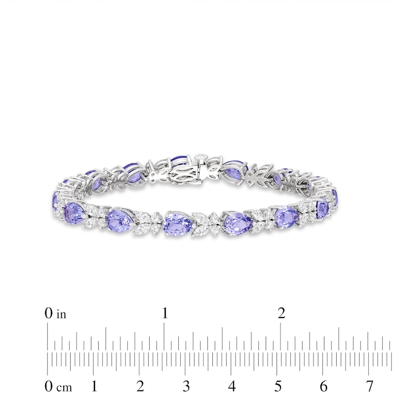 Main Image 3 of Gems of Serenity Multi-Shape Blue & White Lab-Created Sapphire Bracelet Sterling Silver 7.25”
