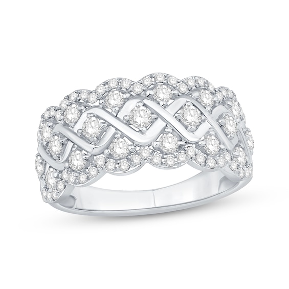 Diamond Scalloped Anniversary Band 1 ct tw 14K White Gold