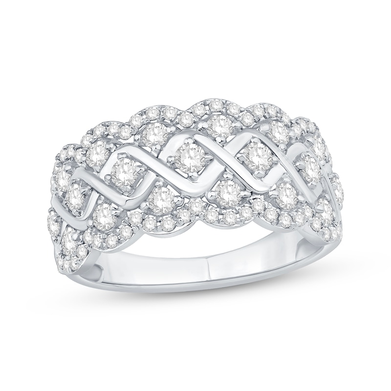 Main Image 1 of Now + Forever Diamond Scalloped Anniversary Band 1 ct tw 14K White Gold