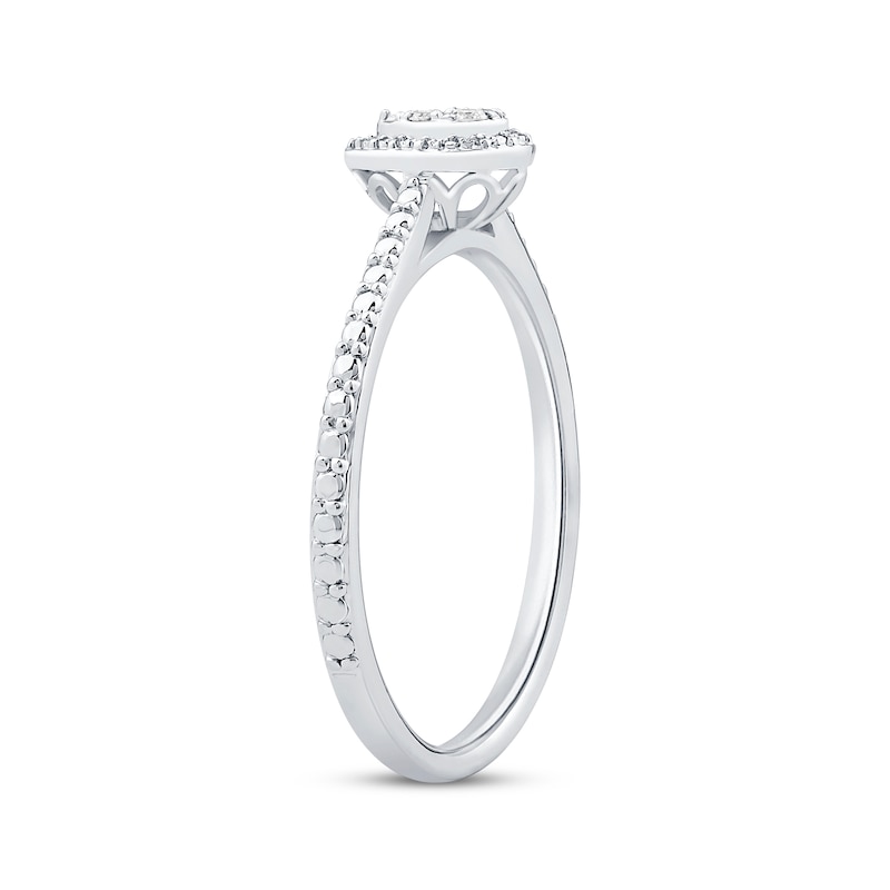 Multi-Diamond Center Pear Frame Promise Ring 1/20 ct tw Sterling Silver