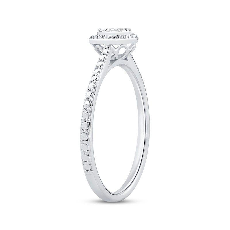 Main Image 2 of Multi-Diamond Pear-Shaped Halo Promise Ring 1/20 ct tw Sterling Silver
